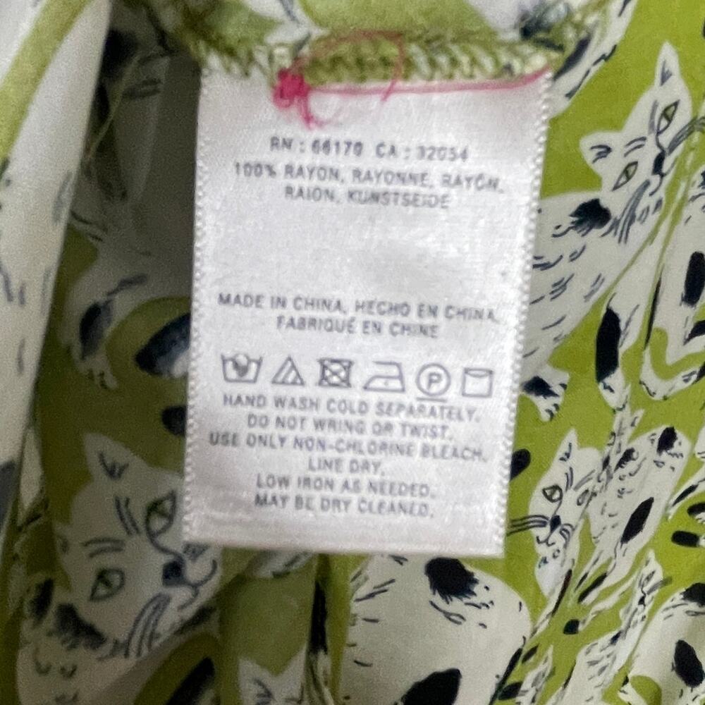 52 Conversations  by Anthropologie Colloquial Cat Print Shirt‎ Size 2 - Picture 9 of 9